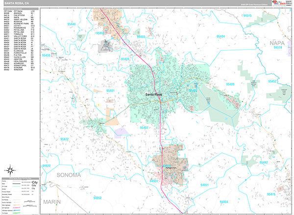 Santa Rosa Map Premium Style